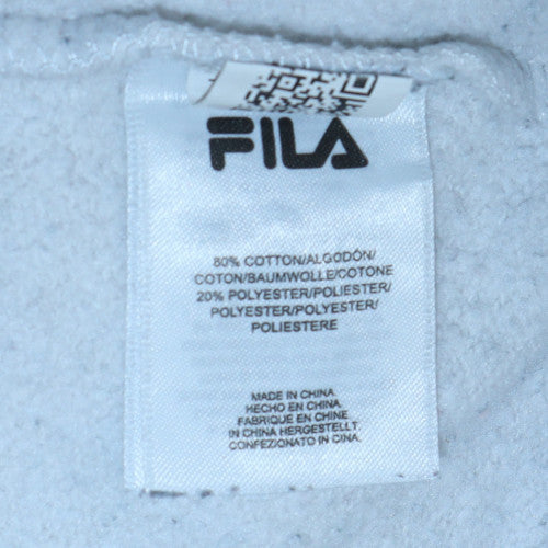 FILA Mens Black Grey White Pullover Hoodie L Classic Logo Sweatshirt