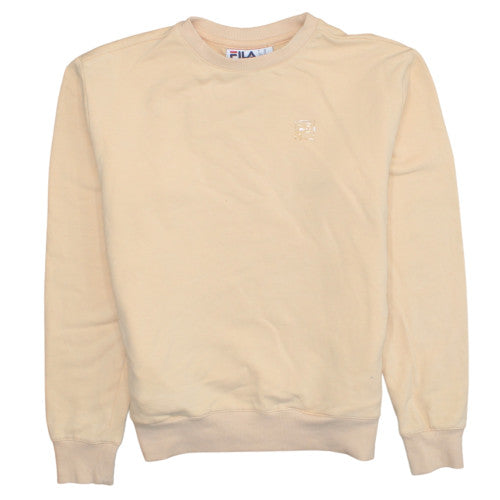 FILA Womens Beige XS Pullover Sweatshirt Crew Neck Cotton Blend