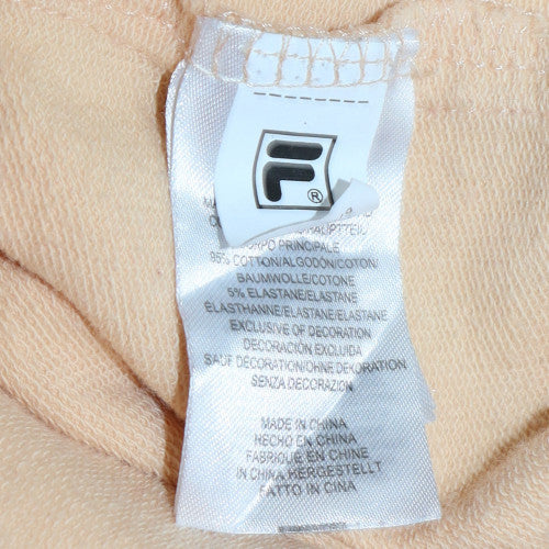 FILA Womens Beige XS Pullover Sweatshirt Crew Neck Cotton Blend