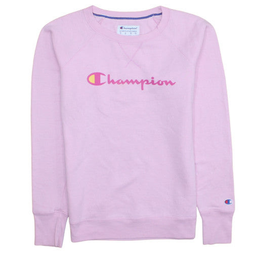 Champion Women's Pink Logo Sweatshirt Size S Crew Neck Pullover