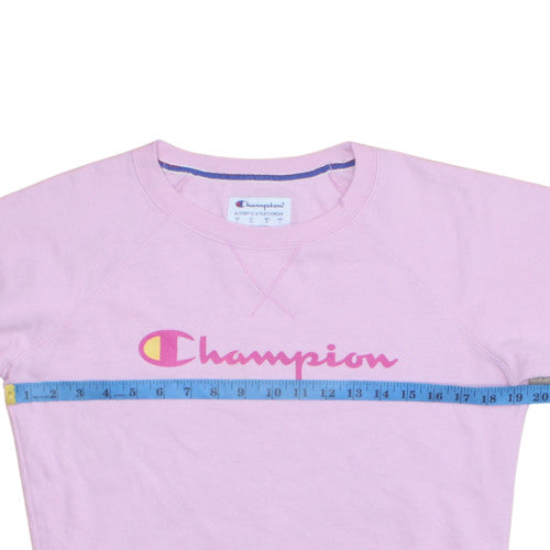 Champion Women's Pink Logo Sweatshirt Size S Crew Neck Pullover