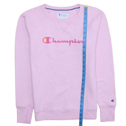 Champion Women's Pink Logo Sweatshirt Size S Crew Neck Pullover