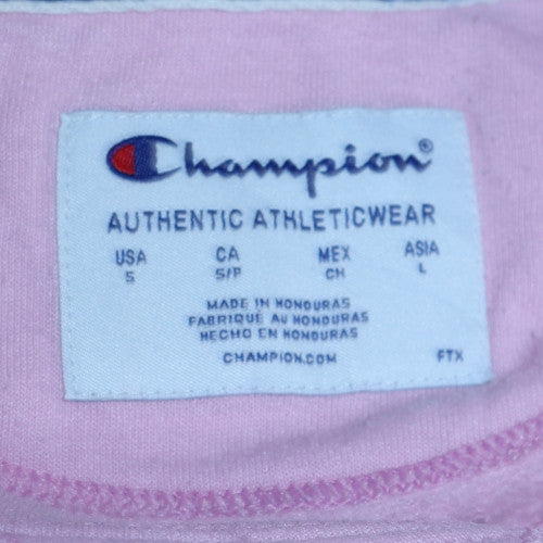 Champion Women's Pink Logo Sweatshirt Size S Crew Neck Pullover