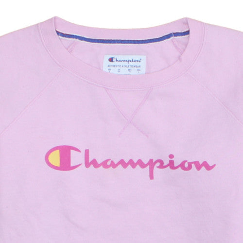 Champion Women's Pink Logo Sweatshirt Size S Crew Neck Pullover