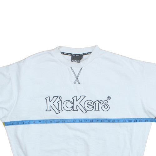 Kickers Men's White Logo Crew Neck Pullover Sweatshirt M