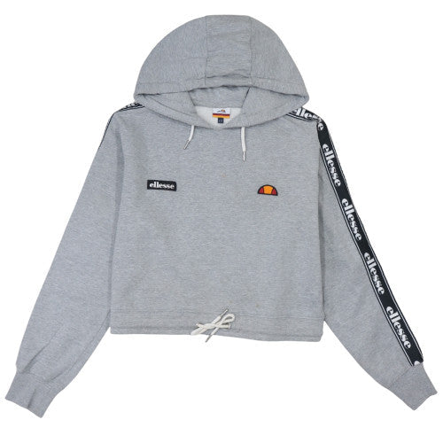 Ellesse Women's Grey Cropped Hoodie UK 14 Logo Tape Drawstring