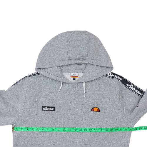 Ellesse Women's Grey Cropped Hoodie UK 14 Logo Tape Drawstring