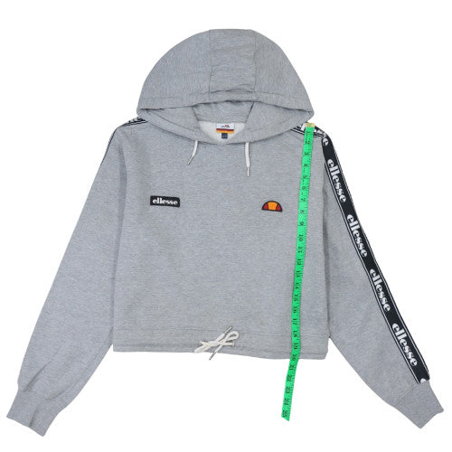 Ellesse Women's Grey Cropped Hoodie UK 14 Logo Tape Drawstring