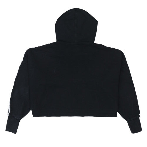 Adidas Womens Black Crop Pullover Hoodie UK 12 3-Stripes Logo