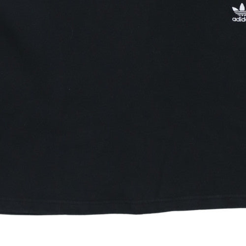 Adidas Womens Black Crop Pullover Hoodie UK 12 3-Stripes Logo