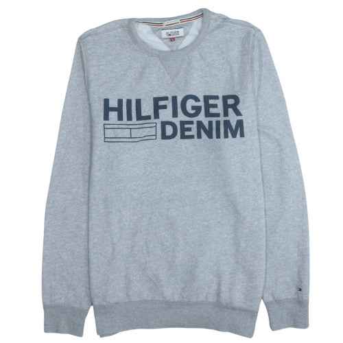 Hilfiger Denim Men's Grey Logo Sweatshirt L Regular Fit Pullover
