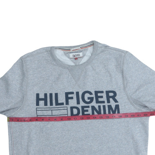 Hilfiger Denim Men's Grey Logo Sweatshirt L Regular Fit Pullover