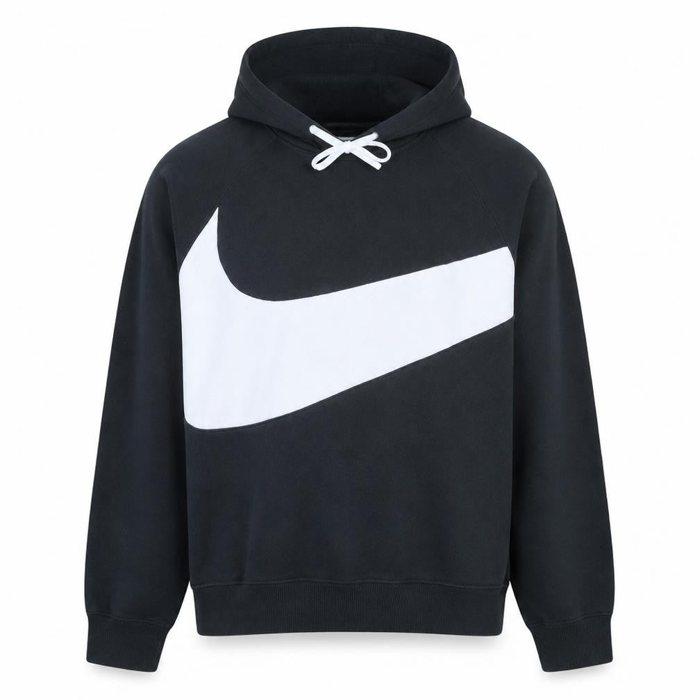 Front view of Nike Men's Black XL Pullover Hoodie with Large Logo Graphic