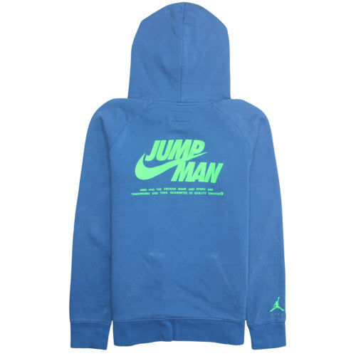 Jordan Boys Blue Pullover Hoodie Medium Graphic Print Jumpman Logo