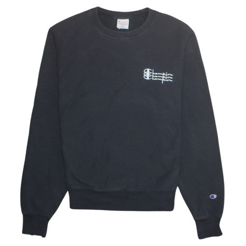 Champion Men's Black Small Reverse Weave Crew Neck Sweatshirt