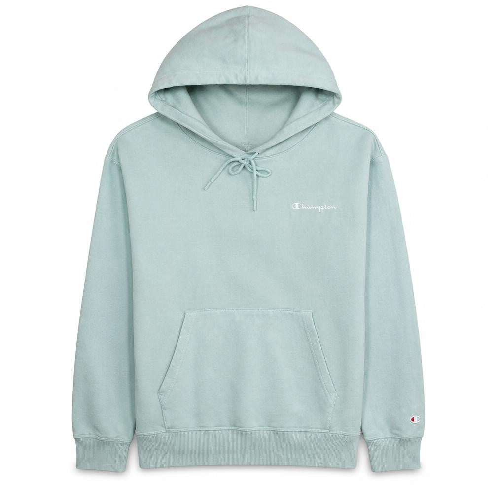 Front view of Champion Women’s Green Pullover Hoodie Medium Cotton Blend