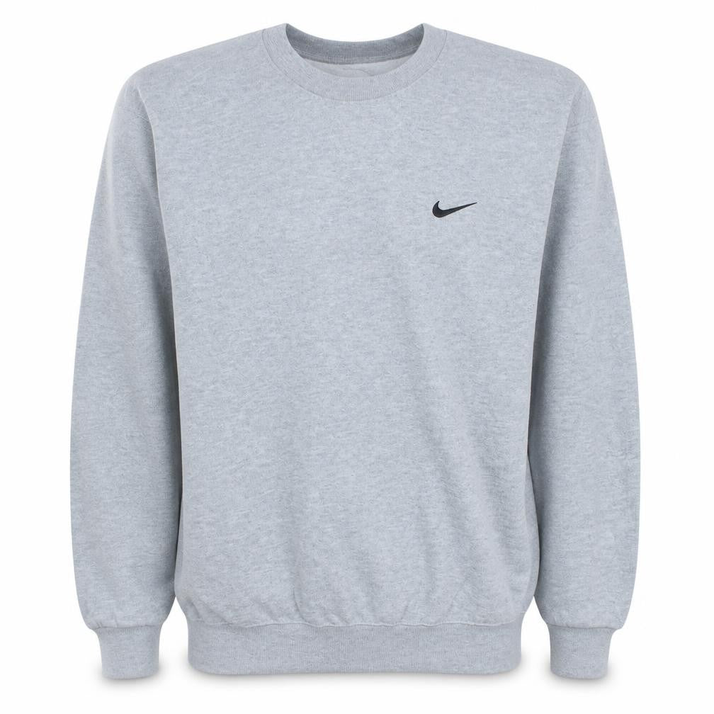 Front view of Nike Men Grey Pullover Crew Neck Sweatshirt M Regular Fit