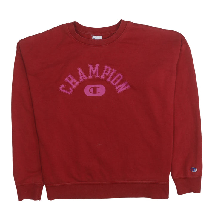 Champion Womens Red Crew Neck Pullover Sweatshirt Size L
