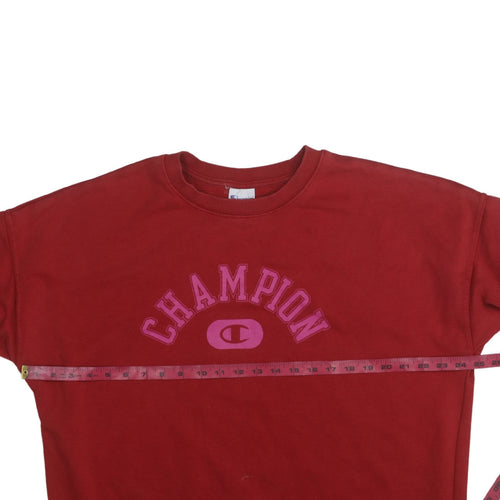 Champion Womens Red Crew Neck Pullover Sweatshirt Size L