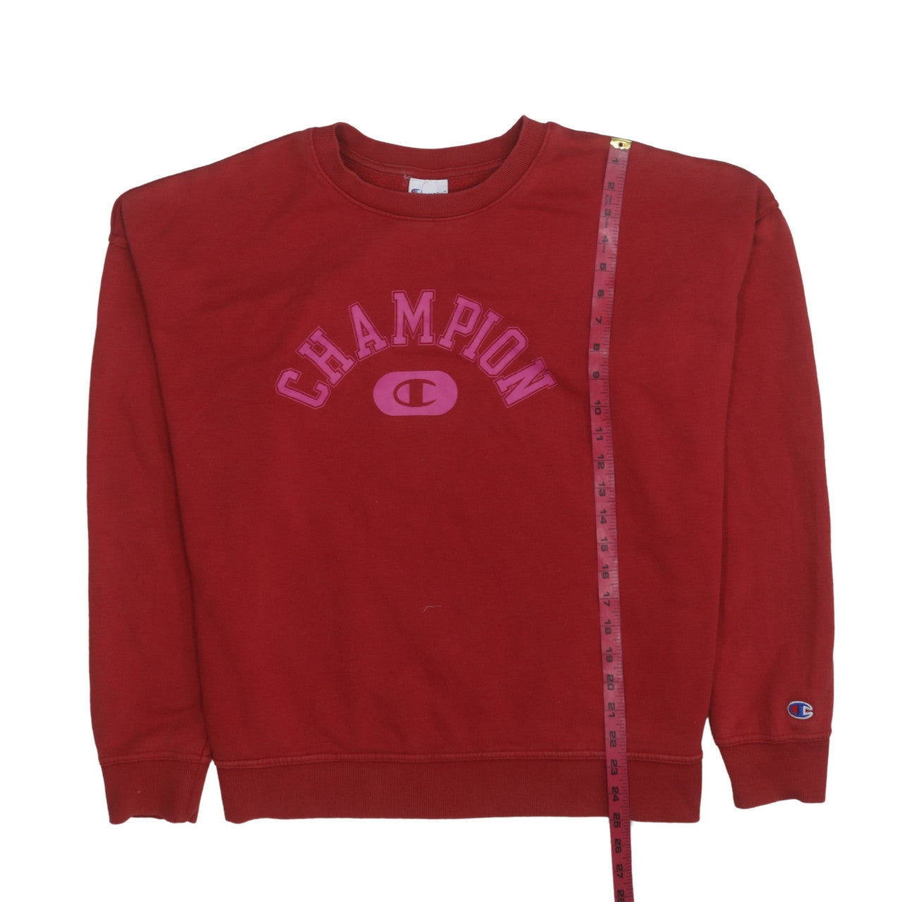 Champion Womens Red Crew Neck Pullover Sweatshirt Size L