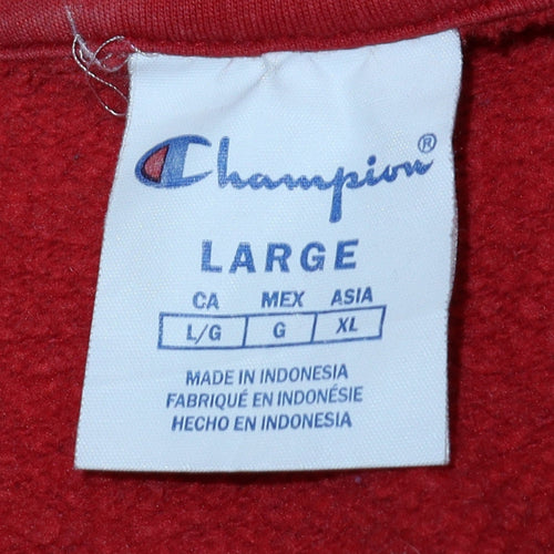 Champion Womens Red Crew Neck Pullover Sweatshirt Size L