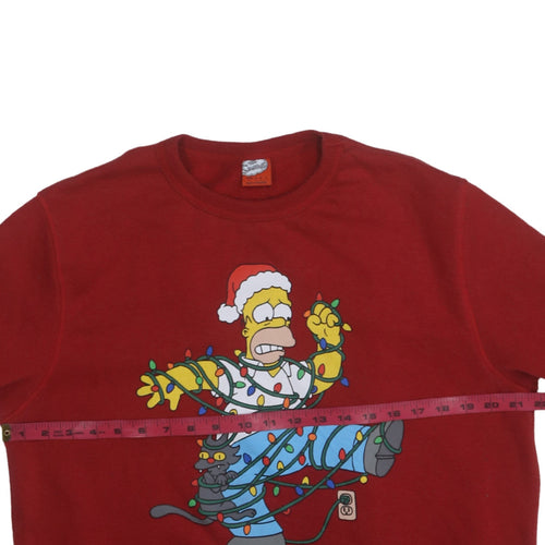 Primark Men’s Red The Simpsons Christmas Graphic Sweatshirt L