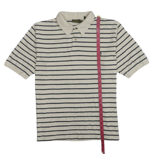 Timberland Men’s White Striped Polo Shirt Size L Classic Cotton