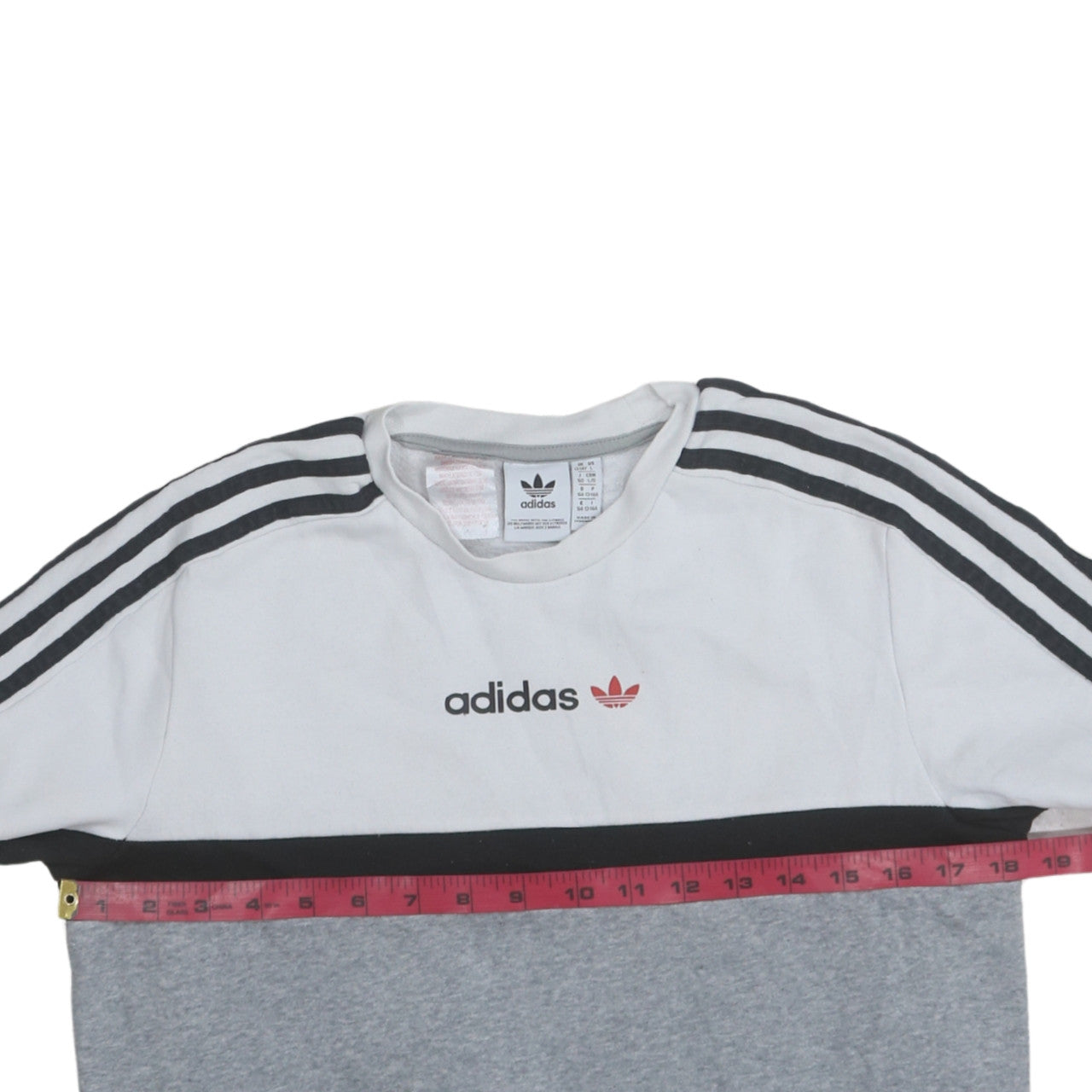 Adidas Boys Grey Colourblock Sweatshirt 13-14 Years Pullover Crew Neck