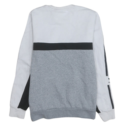 Adidas Boys Grey Colourblock Sweatshirt 13-14 Years Pullover Crew Neck