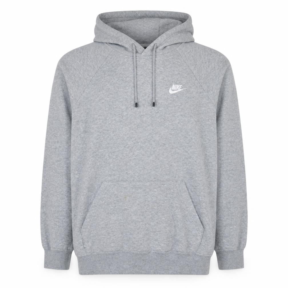 Front view of Nike Men's Grey Pullover Hoodie L Cotton Blend Sportswear
