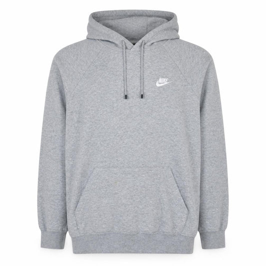 Front view of Nike Men's Grey Pullover Hoodie L Cotton Blend Sportswear