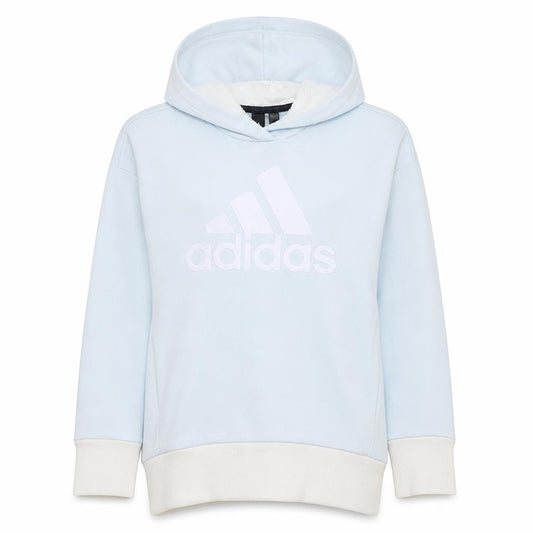 Front view of Adidas Women XS Blue Hooded Pullover Sweatshirt Logo Print