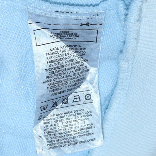 Adidas Women XS Blue Hooded Pullover Sweatshirt Logo Print