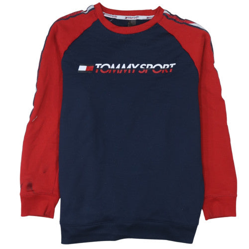 Tommy Sport Men's Blue Red Crew Neck Pullover Sweatshirt M