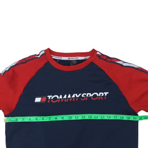 Tommy Sport Men's Blue Red Crew Neck Pullover Sweatshirt M