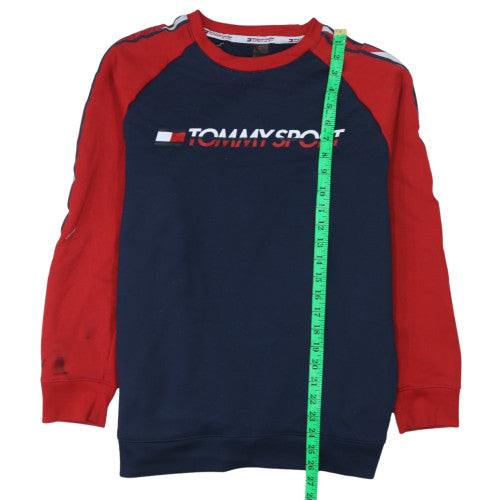 Tommy Sport Men's Blue Red Crew Neck Pullover Sweatshirt M