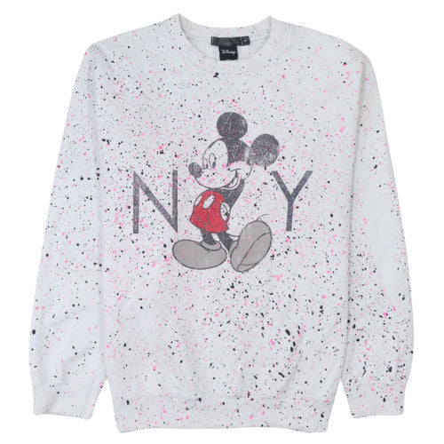 Disney Women's White Mickey Mouse Graphic Pullover Sweatshirt M