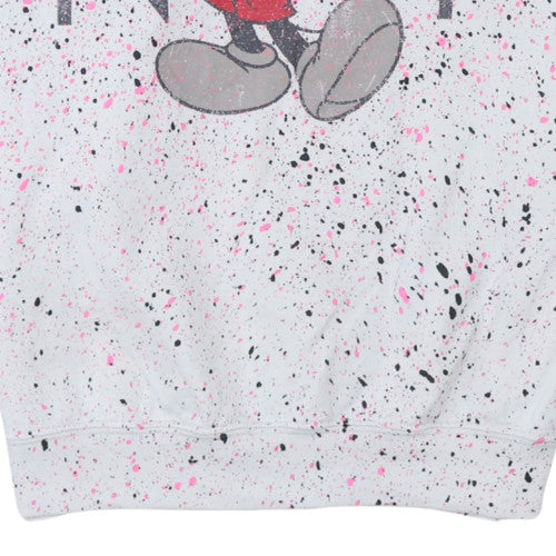 Disney Women's White Mickey Mouse Graphic Pullover Sweatshirt M