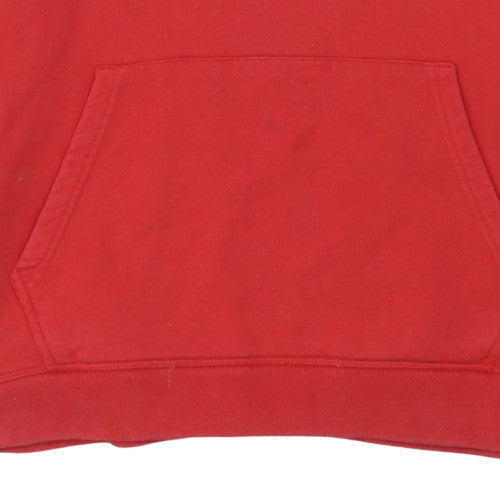 Diesel Mens Red Pullover Hoodie L Graphic Logo Fleece Sweatshirt