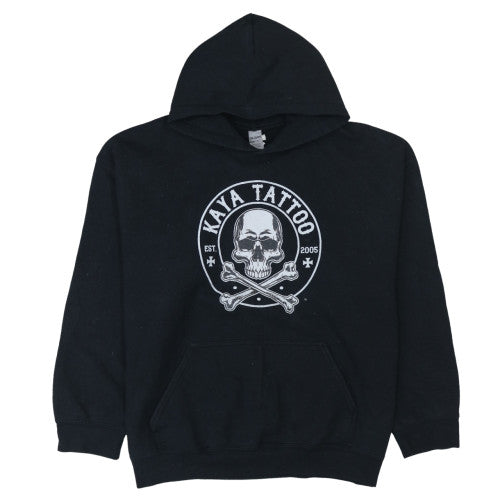 Gildan Mens Black XL Pullover Hoodie Skull Tattoo Graphic Fleece