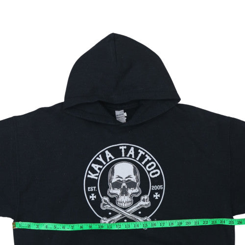 Gildan Mens Black XL Pullover Hoodie Skull Tattoo Graphic Fleece
