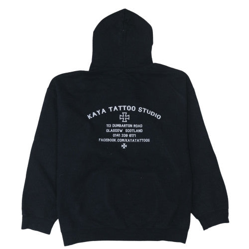 Gildan Mens Black XL Pullover Hoodie Skull Tattoo Graphic Fleece
