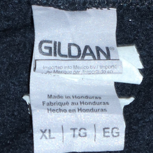 Gildan Mens Black XL Pullover Hoodie Skull Tattoo Graphic Fleece