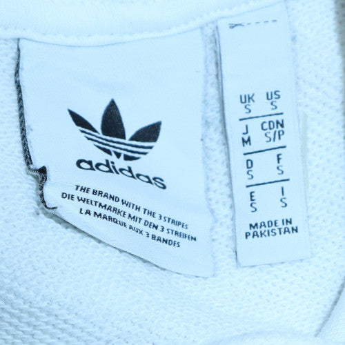 Adidas Men's White Pullover Hoodie S Regular Fit Sports Fleece