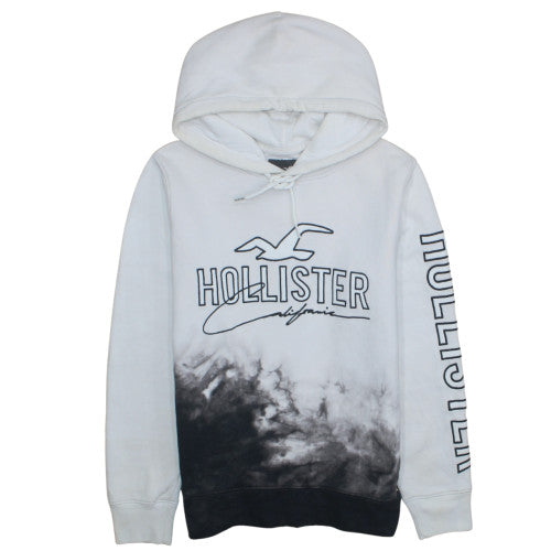 Hollister Men's White Tie Dye Pullover Hoodie Size S Graphic Fleece