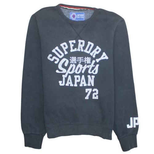 Superdry Men's Black Crew Neck Pullover Sweatshirt L Sports Japan 72