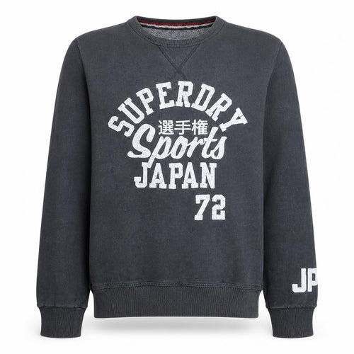 Superdry Men's Black Crew Neck Pullover Sweatshirt L Sports Japan 72