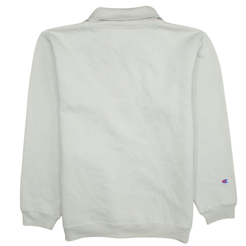 Champion Men's White Collared 1/2 Zip Sweatshirt Medium Fleece