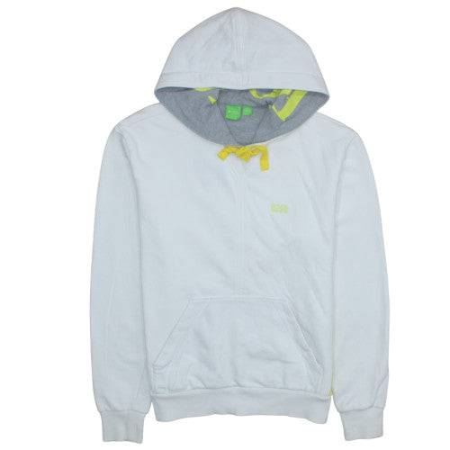 BOSS Mens White Hoodie Sweatshirt L Hooded Cotton Casual