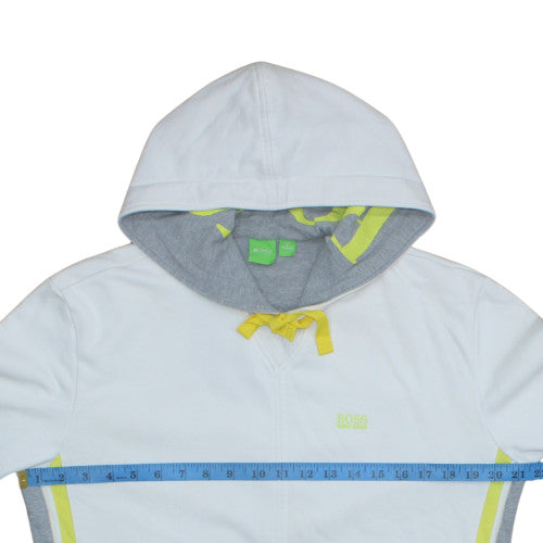 BOSS Mens White Hoodie Sweatshirt L Hooded Cotton Casual